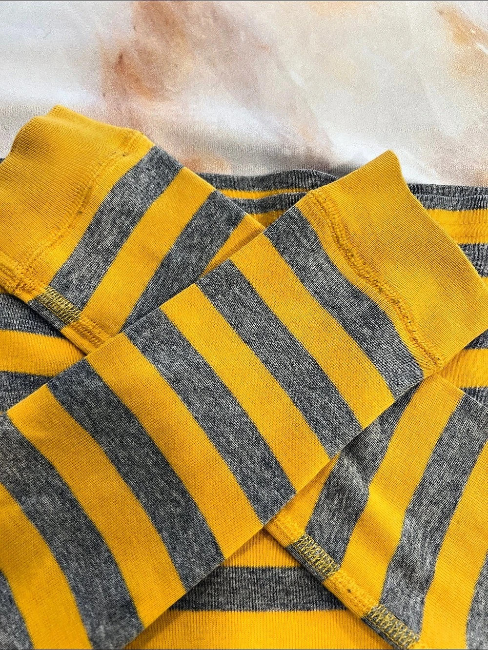 Hanna Andersson Long Sleeve Stripe Tee Yellow & Gray Girls Size 12 Casual - Picture 7 of 10